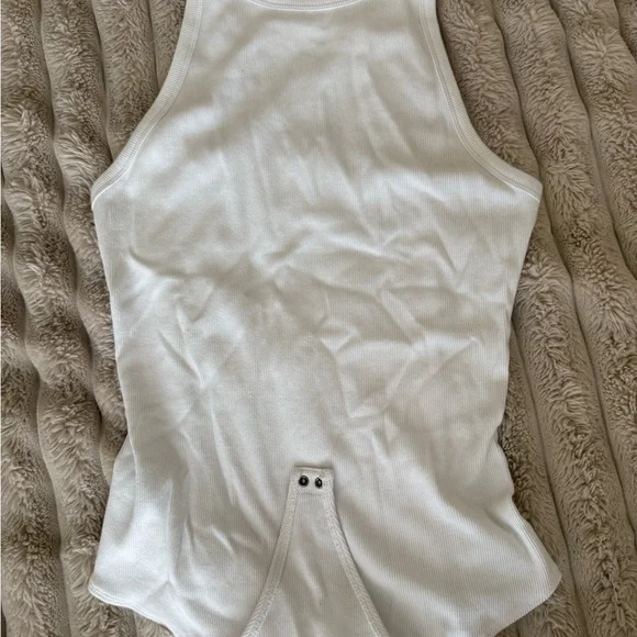 Abercrombie & Fitch Classic White Ribbed Tank Bodysuit - Picture 2 of 3
